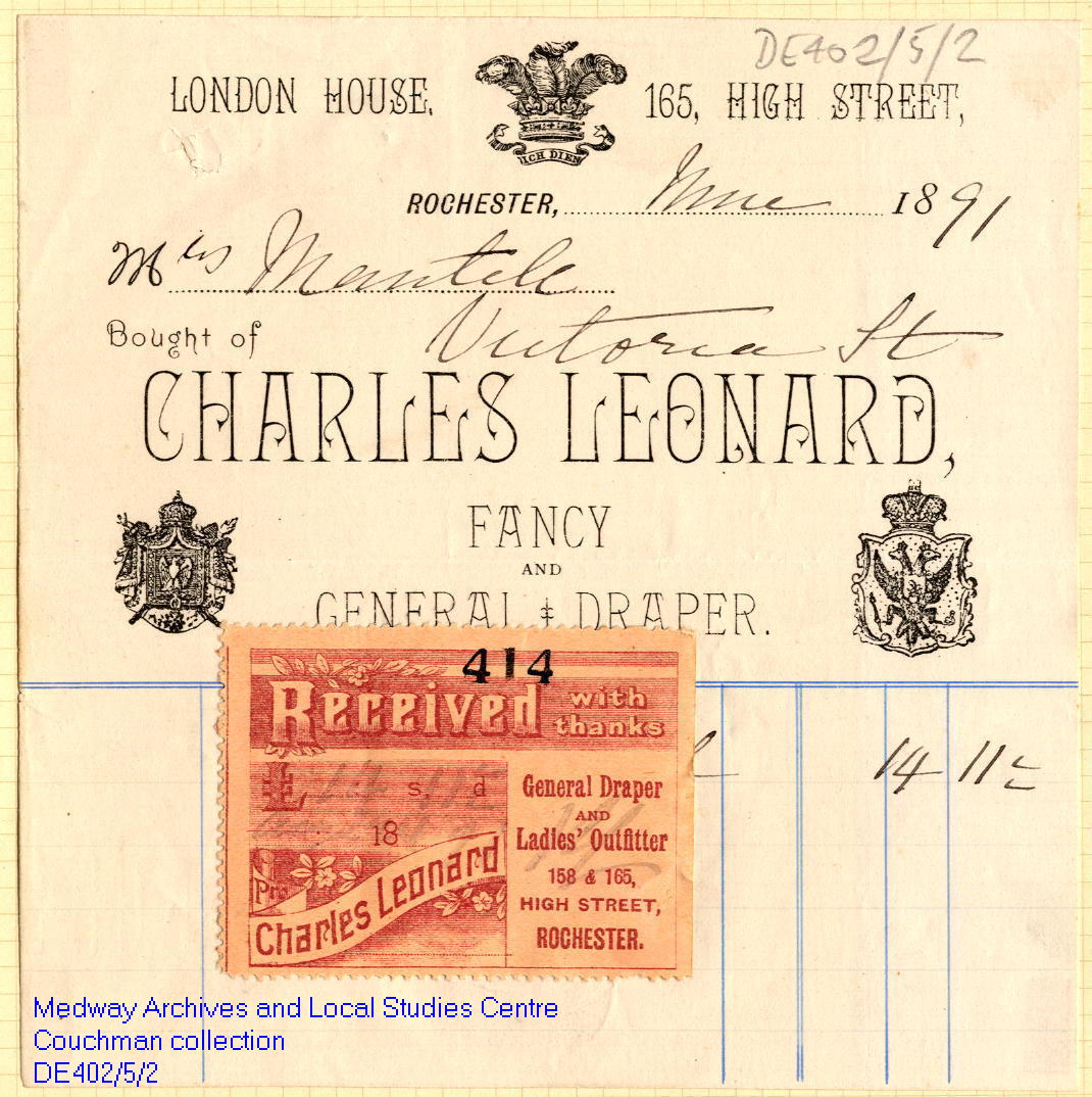 Receipted bill from Charles Leonard